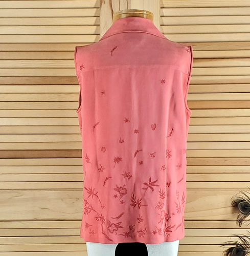 Tommy Bahama sleeveless top peach Size S silk embroidered summer wear button - Picture 4 of 5