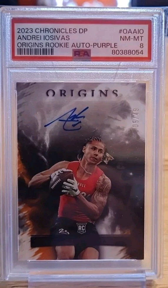 Andrei Iosivas Panini Chronicles Draft Picks Origins Rookie Autographs #OAAIO Purple