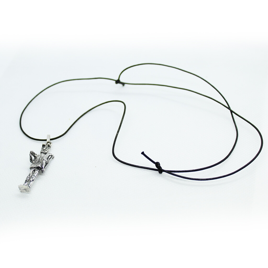 Aal Anhänger Aus Englischem Zinn - 3D Halskette Mit Rosa Schnur 41cm Verstellbar