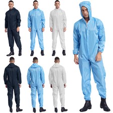 US Men Women Coveralls Side Pockets Overall Worker Jumpsuit Breathable Bodysuit