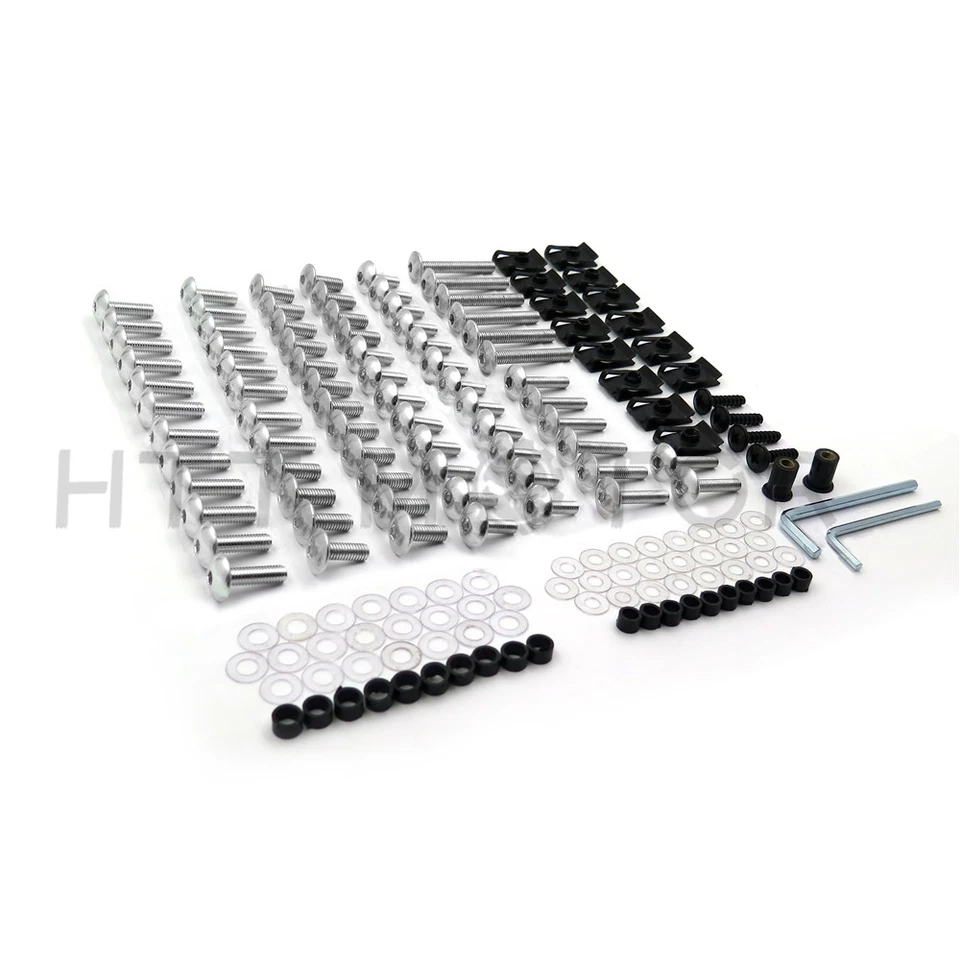 Kit completo de parafusos de carenagem de liga CNC cromada parafusos porcas para Kawasaki Hon - Imagem 3 de 4