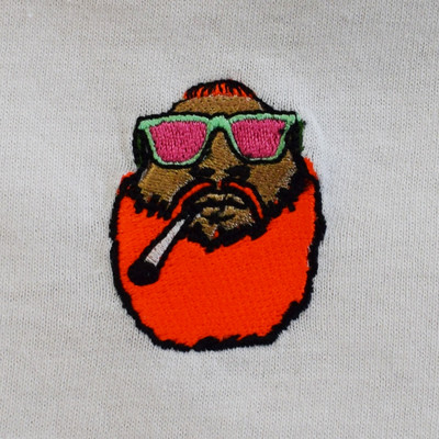 Action Bronson Weed Head Embroidered Hip Hop White Tee T-Shirt by Actual Fact