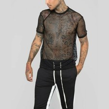 Maglietta Trasparente In Rete Per Uomo Gotica Punk Rock Casuale