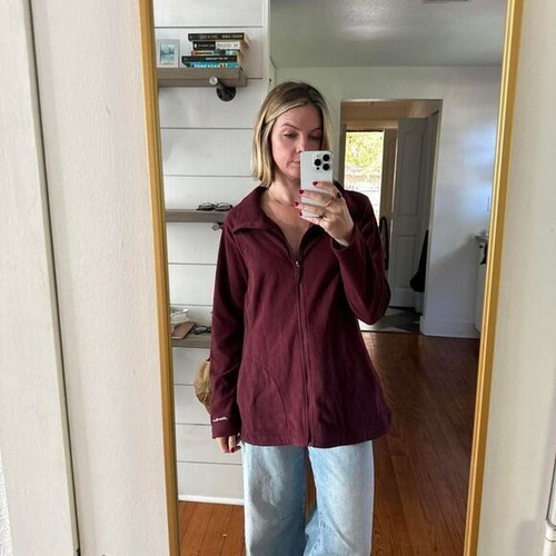 Burgunderrote Eddie Bauer Fleecejacke mit Reißverschluss - Bild 7 von 7
