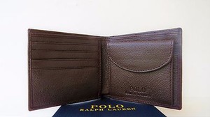 RALPH LAUREN POLO BROWN PEBBLE LEATHER WALLET with COIN POCKET | eBay