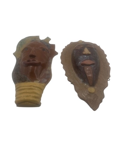 Vintage Ceramic Wall Masks Featuring Handcrafted Tribal Faces