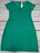 Tiana B Womens Short Cap Sleeve Lace Overlay Dress Sz Small Green Lined New