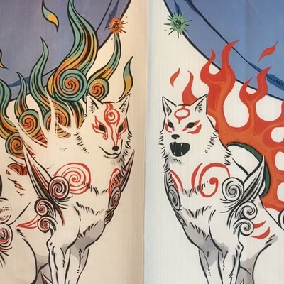 Okami Amaterasu Shiranui Noren Lace Curtain Capcom