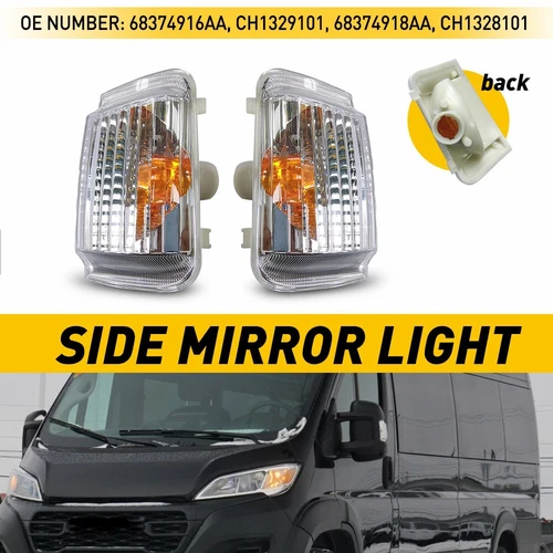 For 2014-2023 Ram ProMaster 1500 2500 3500 MIRROR TURN SIGNAL LIGHT LH & RH 2PCS