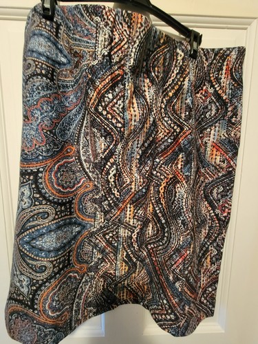 J Jill Ponte Knit Womens Pencil Skirt Pull On Elastic Waist Stretch Paisley 1X - Picture 3 of 5