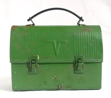 Vinatge American Thermos Green Workmans V Domed Lunchbox Lunch Pail Bucket