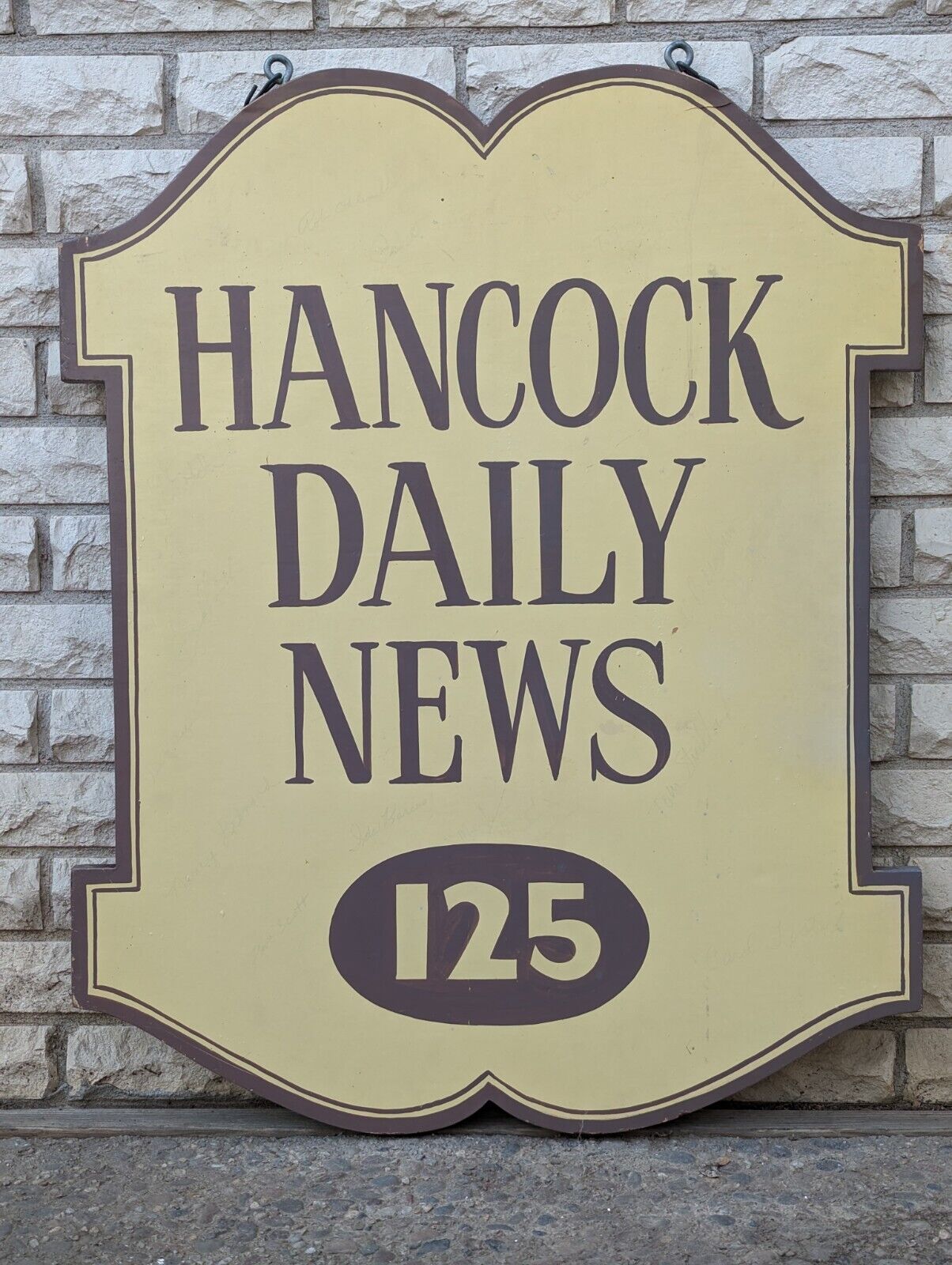 Vintage Painted Wooden Sign Hancock Daily News 125 30" x 24.25" x .75"
