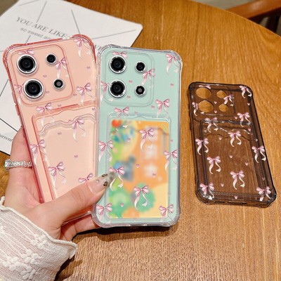 Card Slot Soft Case For Xiaomi 14T 13T Poco F6 Pro Redmi Note 13 12 11 Pro Cover