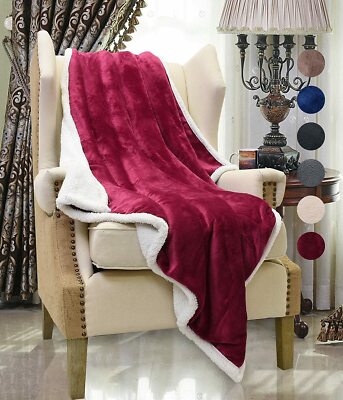 Superweiche Sherpa Decke Winter Warm Überwurf Wende Nerz Fleece 150 x 130 cm