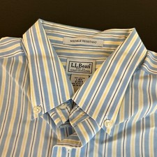 L.L.Bean Wrinkle Resistant Striped Button Down Short Sleeve Shirt Mens Large