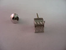 Vintage Men's Tie Tack Lapel Pin Jewelry Silver Tone SLOT MACHINE
