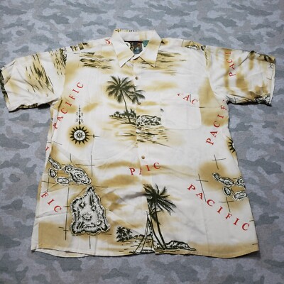 Everest Collection Shirt Mens 2XL Green Short Sleeve Button-Up Beach Hawaiian