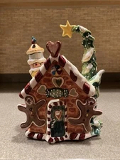 Blue Sky Clayworks “Gingerbread House” Christmas Candle Tea Light House