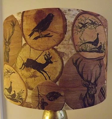 Stag Lamp shade Shabby Chic Rustic Hunting vintage cottage Christmas Free Gift