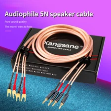 HiFi Speaker Cable 5N OCC Copper Single Wire Gold-plated Y Banana Connector Cord