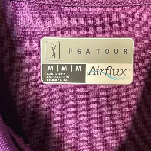 Camisa polo de golf PGA Tour Airflux de malla lisa SS - Grape Royale mediana - Imagen 7 de 8