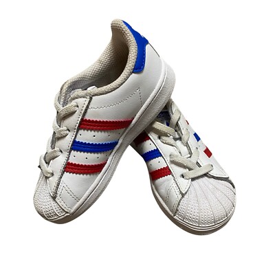Adidas Originals Toddler Superstar White Blue Shoes Size 8K