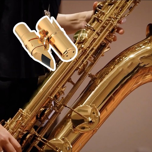 Yibuy Gold Plated Brass Bflat Tenor Saxophone Sax Mouthpiece with Cap