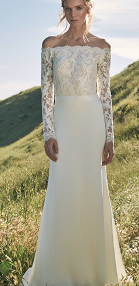 tadashi shoji lace wedding dress Miramar Cross Back Lace Gown