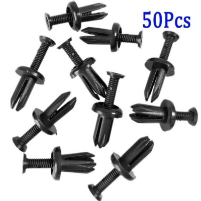 50pcs 5mm Hole Plastic Rivet Fastener Pressure Clips Black Car FENDER