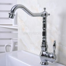 Polished Chrome Bathroom Kitchen Sink Mixer Taps Swivel Spout Single Lever Tap