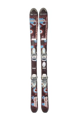 120cm Rossignol Fun Girl Used Kids Skis + Bindings Made In France