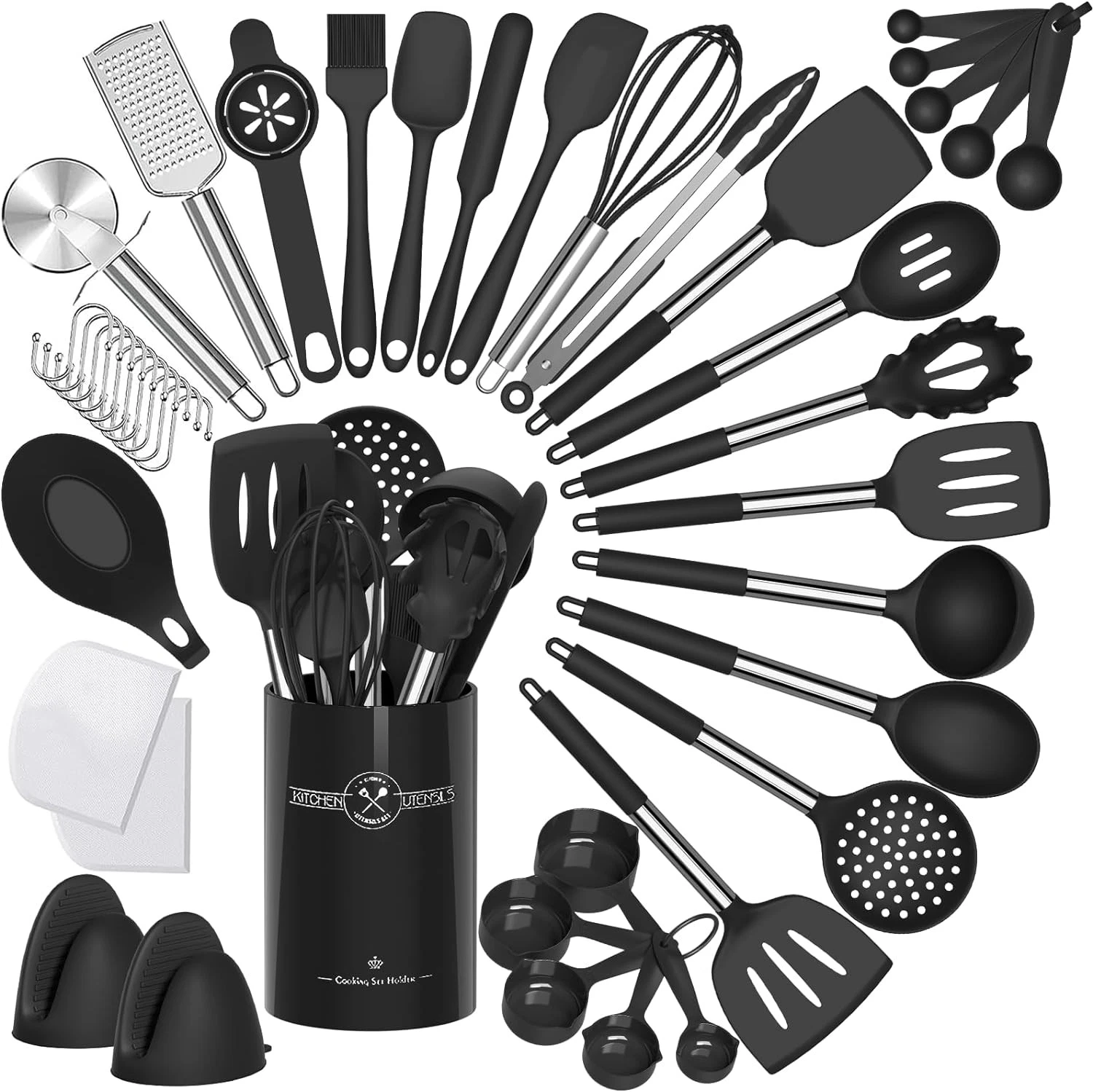 Umite Chef Silicone Kitchen Set 43pcs Steel Handle Cooking Tools