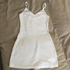  Made in USA Los Angeles Apparel White Mini Dress Medium Cotton Bodycon
