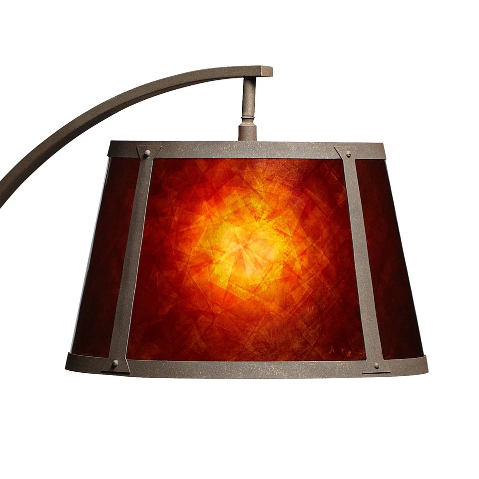 Mission Arc Floor Lamp with USB Port 66 1/2" Tall Dark Rust Amber Living Room - Image 3 of 4