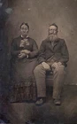 ORIGINAL!  CIVIL WAR ERA HUSBAND & WIFE  1/2 PLATE TINTYPE PHOTO