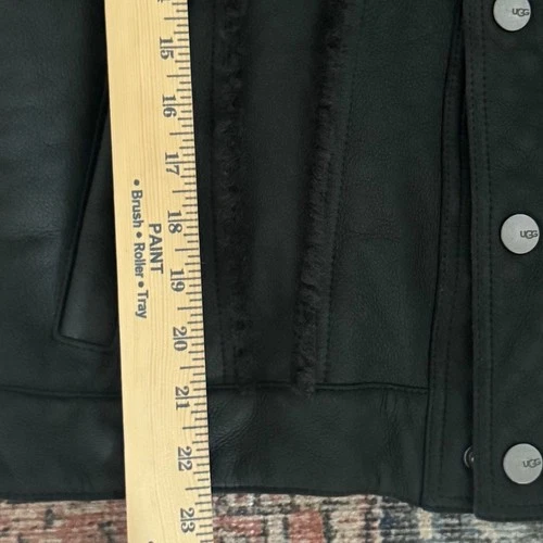 UGG Clint Men's Black Suede Lambskin Leather Shearling Trucker Jacket Coat M image 13