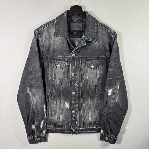 R13 Denim Trucker Jacket Men’s Black Zip Size Medium $1250 MSRP - product listing photo