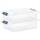 ENGELLAND 2 x Aufbewahrungsbox Multibox Organizer Box 6 L Blau-Transparent Flach