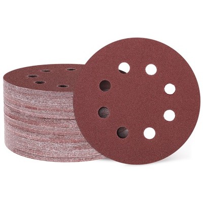 100 Pcs 5 Inch Sanding Disc 8 Hole 100 Grit Hook and Loop Sandpaper