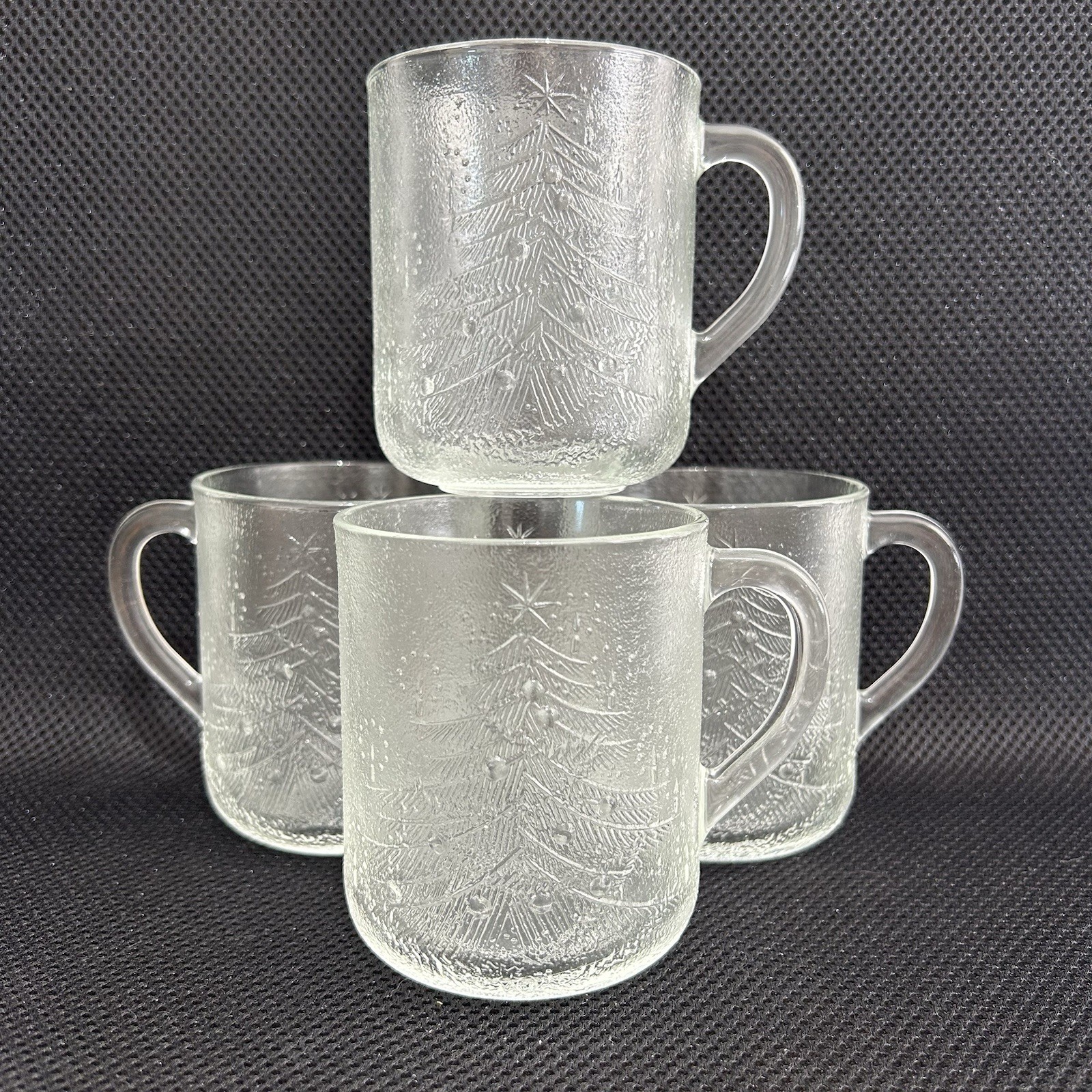 Vintage Christmas Tree NOEL Mug Duralex Glass Made France Set of 4 NEW IN BOX