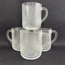 Vintage Christmas Tree NOEL Mug Duralex Glass Made France Set of 4 NEW IN BOX