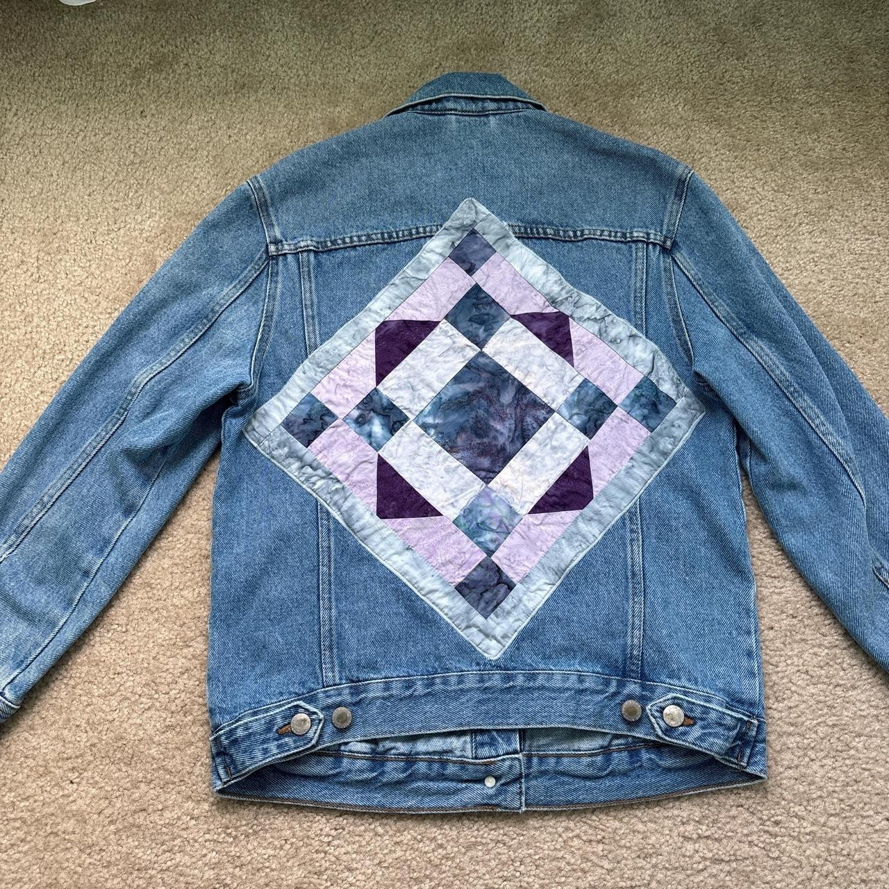 Patchwork Denim Jacket Womens 4 Blue Cottagecore … - image 1