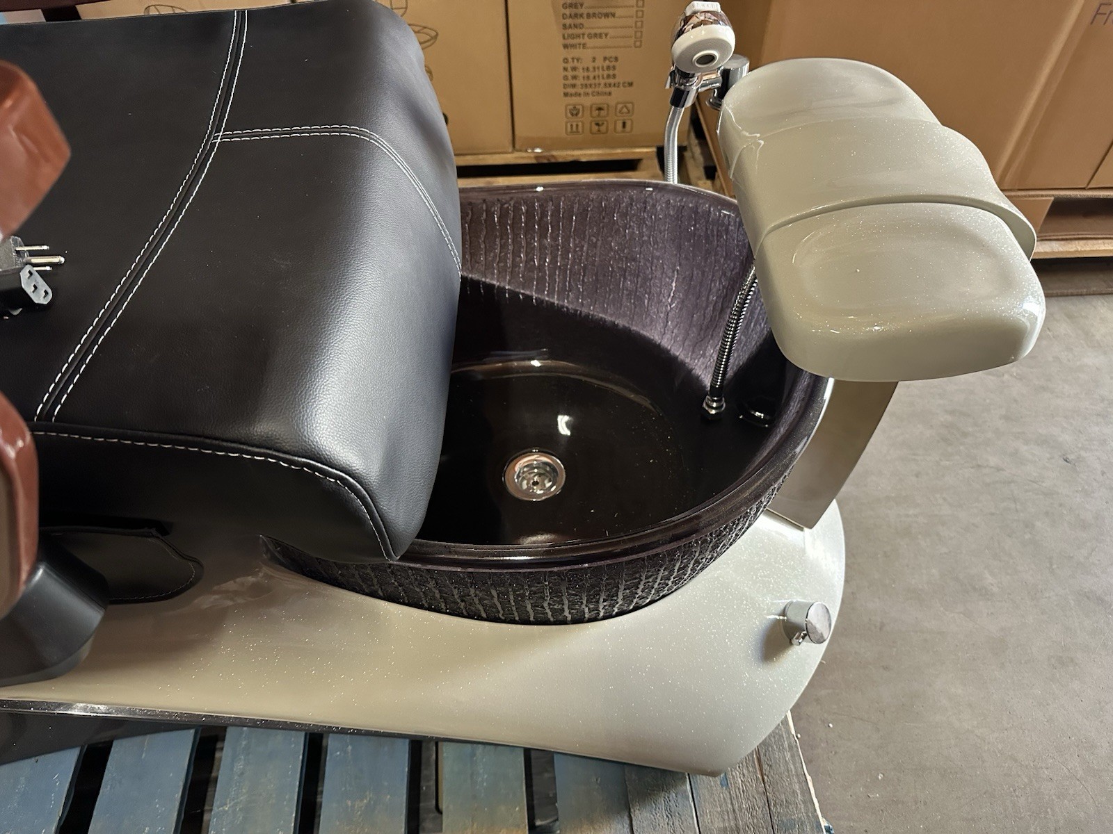 Display Pedicure Spa Chair Nail Salon Full Function Massage HT Black And Grey