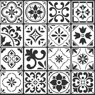 16-Pack Tile Stencil Set (6X6 Inch) Authentic Patterns for Floor and Wall, Re