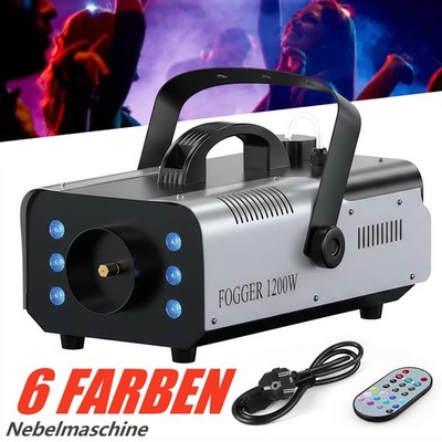 1200W Nebelmaschine + 6 LED Bühnenlicht Party Disco 160 Kubikmeter RGB