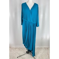 LANE BRYANT Women’s Teal Asymmetrical Hemline Fit & Flare Dress Sz 18/20