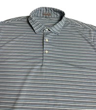 Peter Millar Summer Comfort Polo Shirt Gray Striped Performance Men's XL.