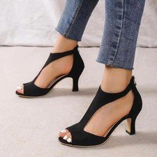 Womens Ladies Block High Heels Ankle Strap Sexy Open Toe Sandals Shoes Size