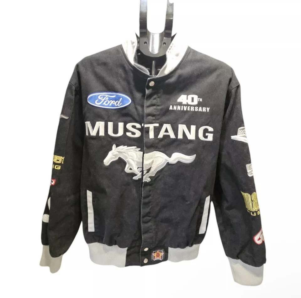 Vtg Ford Mustang 40th Anniversary Embroidered Jacket Blk JH Design Sz XL - Image 3 of 4