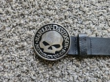 Harley-Davidson size 42 black Leather Belt with Repeating Round Logo Detail